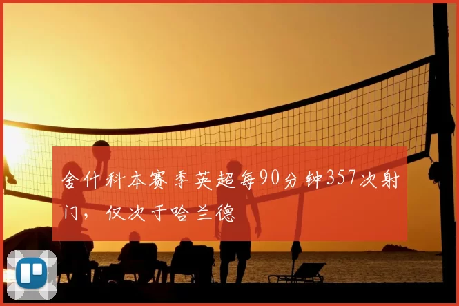舍什科本赛季英超每90分钟357次射门,仅次于哈兰德