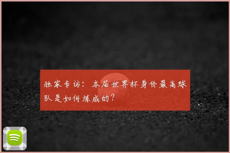 独家专访:本届世界杯身价最高球队是如何炼成的?