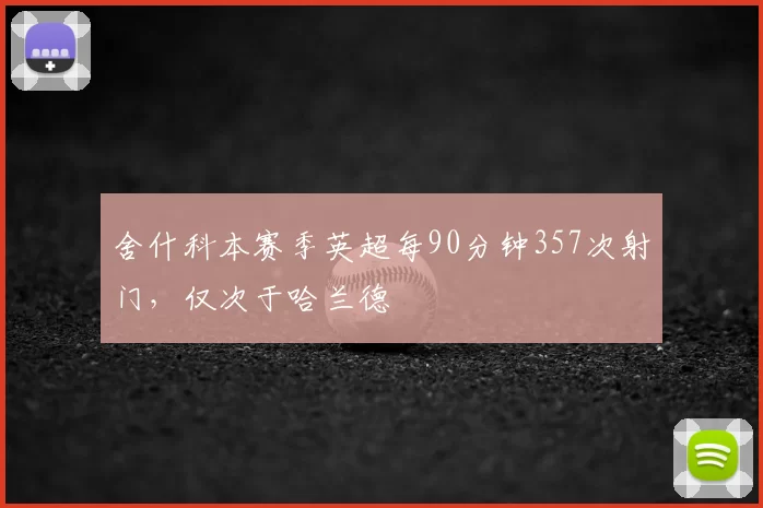 舍什科本赛季英超每90分钟357次射门,仅次于哈兰德